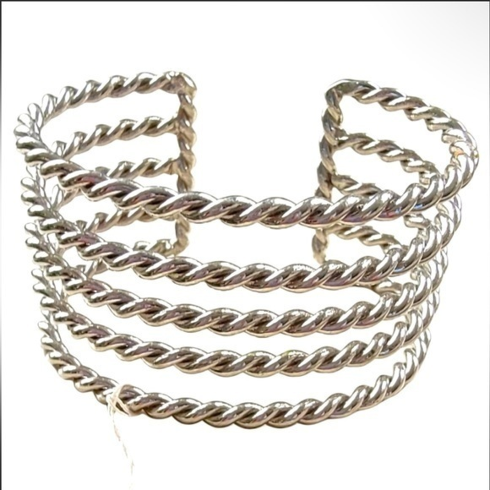 Lia Sophia Silver Twisted Cuffed Multi‎ Strand Bangle Bracelet